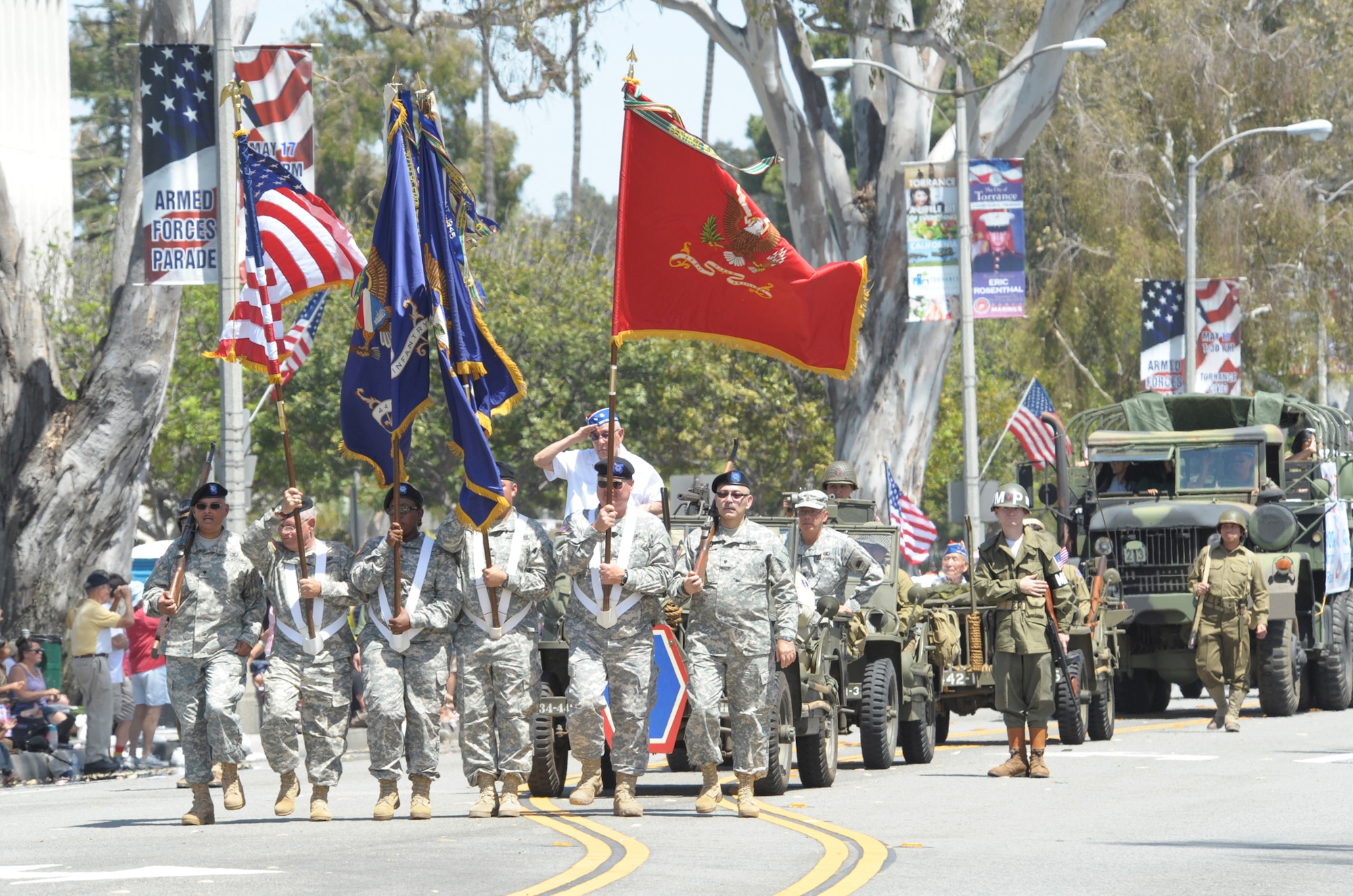 Various veteran groups march in the annual Torrance Armed Forces Day parade, May 17. (Photo by Joe Juarez) 