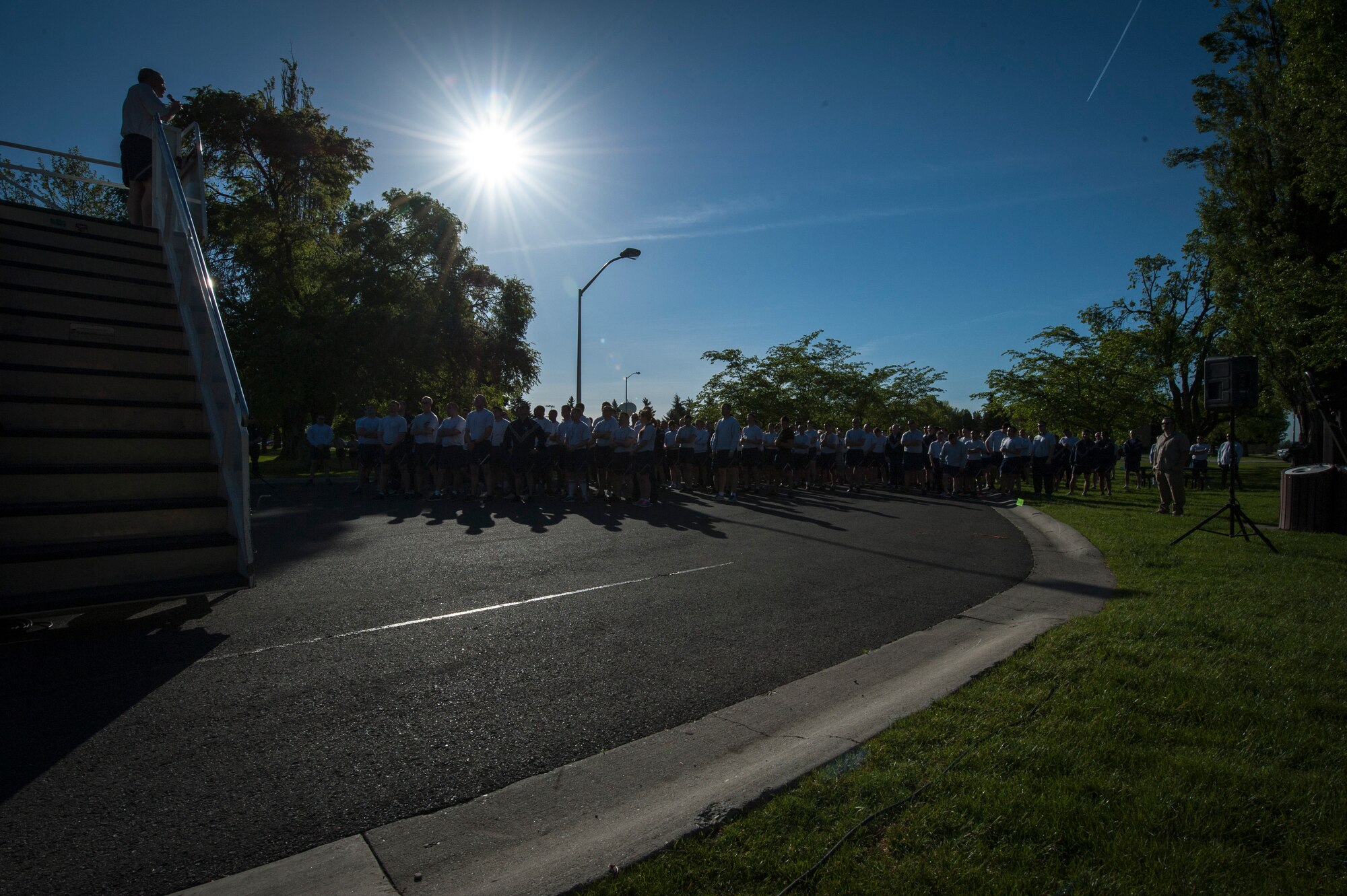 Col. Brian Newberry addresses Team Fairchild about the importance of being safe this summer, especially over Memorial Day weekend, asking the wing to keep in mind "our fallen warriors" during the Critical Days of Summer kickoff event at Fairchild Air Force Base, Wash., May 22, 2014. Newberry is the 92nd Air Refueling Wing commander. (U.S. Air Force photo by Staff Sgt. Benjamin W. Stratton/Released)