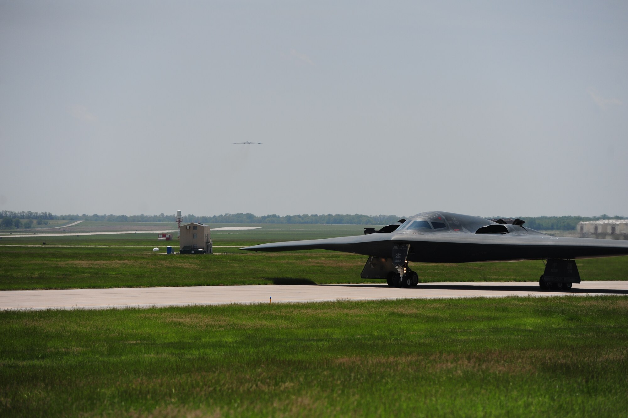 B-2 Spirits taxi on the flightline as part of CONSTANT VIGILANCE at Whiteman Air Force Base, Mo., May 19, 2014. CONSTANT VIGILANCE is an exercise that allowed B-2 Spirit pilots to demonstrate Air Force Global Strike Command’s ability to project conventional air power anywhere, anytime. (U.S. Air Force photo by Staff Sgt. Nick Wilson/Released)