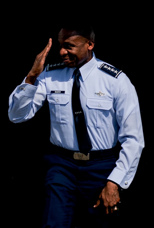 Gen. Darren McDew, Air Mobility Command commander, arrives at Joint Base Charleston, S.C., May 21, 2014. McDew visited JB Charleston where he attended the 437th Airlift Wing change of command, held an ‘All-Call’ and officiated Col. Darren Hartford’s promotion to brigadier general.  (U.S. Air Force photo/ Senior Airman Dennis Sloan)