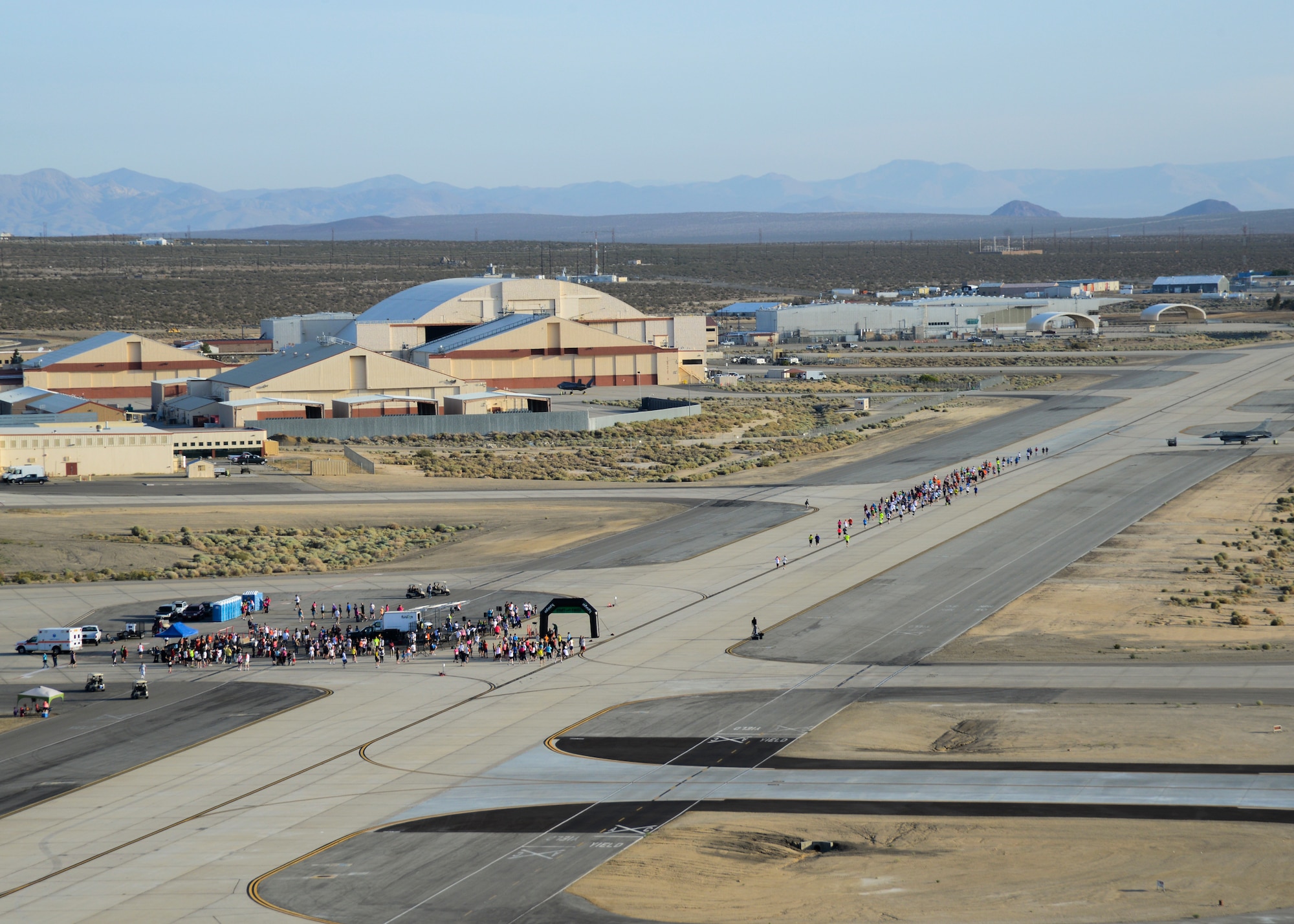 A view of the 2014 Edwards Inaugural "Run with History" Half Marathon from the Edwards air traffic control tower on May 17. (U.S. Air Force photo by Rebecca Amber)