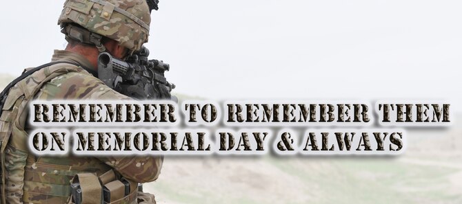 Remember to 'remember them' on Memorial Day and always is a graphic depicting Sgt. Jeff Sheppard engaging insurgents in Afghanistan. Sheppard was wounded in the engagement and has since separated from Active Duty service, but stays engaged and still serves through the Military Order of the Purple Heart and the Wounded Warrior Project. Remember the men and women like Sheppard and millions others this Memorial Day and always. (U.S. Air Force photo illustration by Master Sgt. Kevin Wallace)
