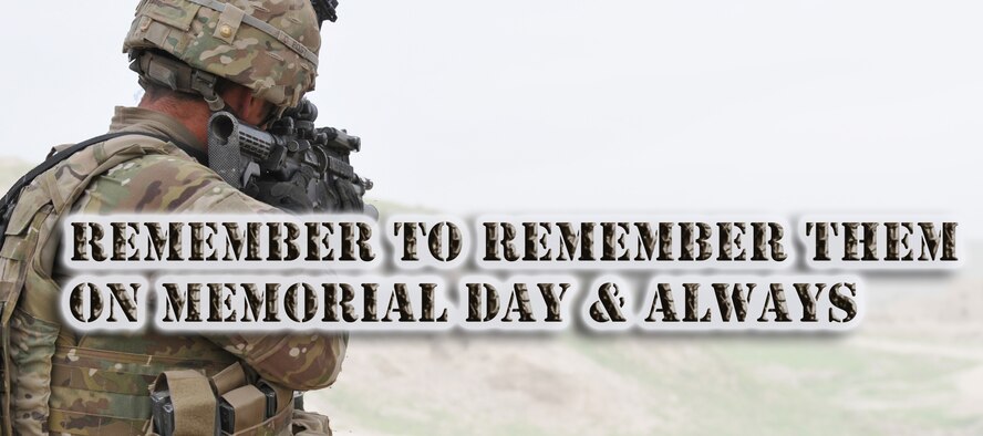 Remember to 'remember them' on Memorial Day and always is a graphic depicting Sgt. Jeff Sheppard engaging insurgents in Afghanistan. Sheppard was wounded in the engagement and has since separated from Active Duty service, but stays engaged and still serves through the Military Order of the Purple Heart and the Wounded Warrior Project. Remember the men and women like Sheppard and millions others this Memorial Day and always. (U.S. Air Force photo illustration by Master Sgt. Kevin Wallace)
