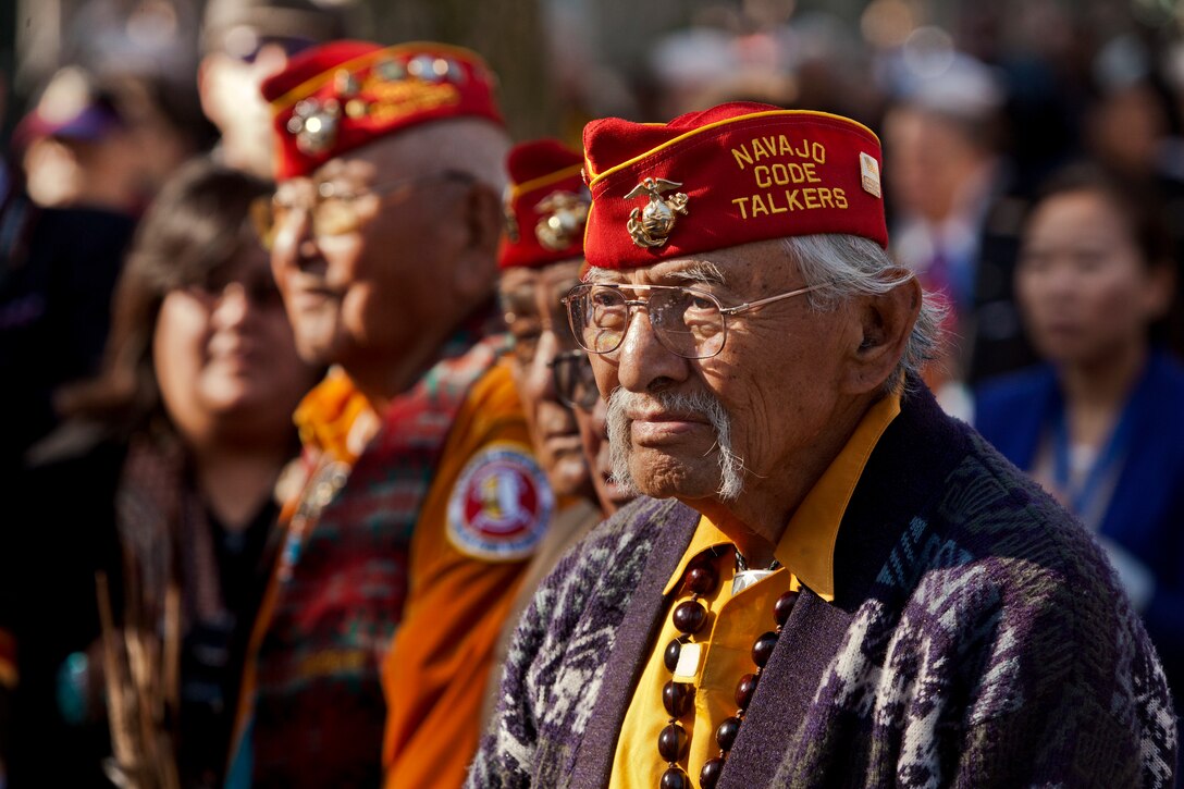 A Navajo code talker veteran watches the opening ceremony for the 93rd anniversary of the Veterans Day Parade in New York, Nov. 11, 2012. Since Nov. 11, 1919, the parade has provided an opportunity for Americans and international visitors in the nation's largest city to honor those who have served.  
