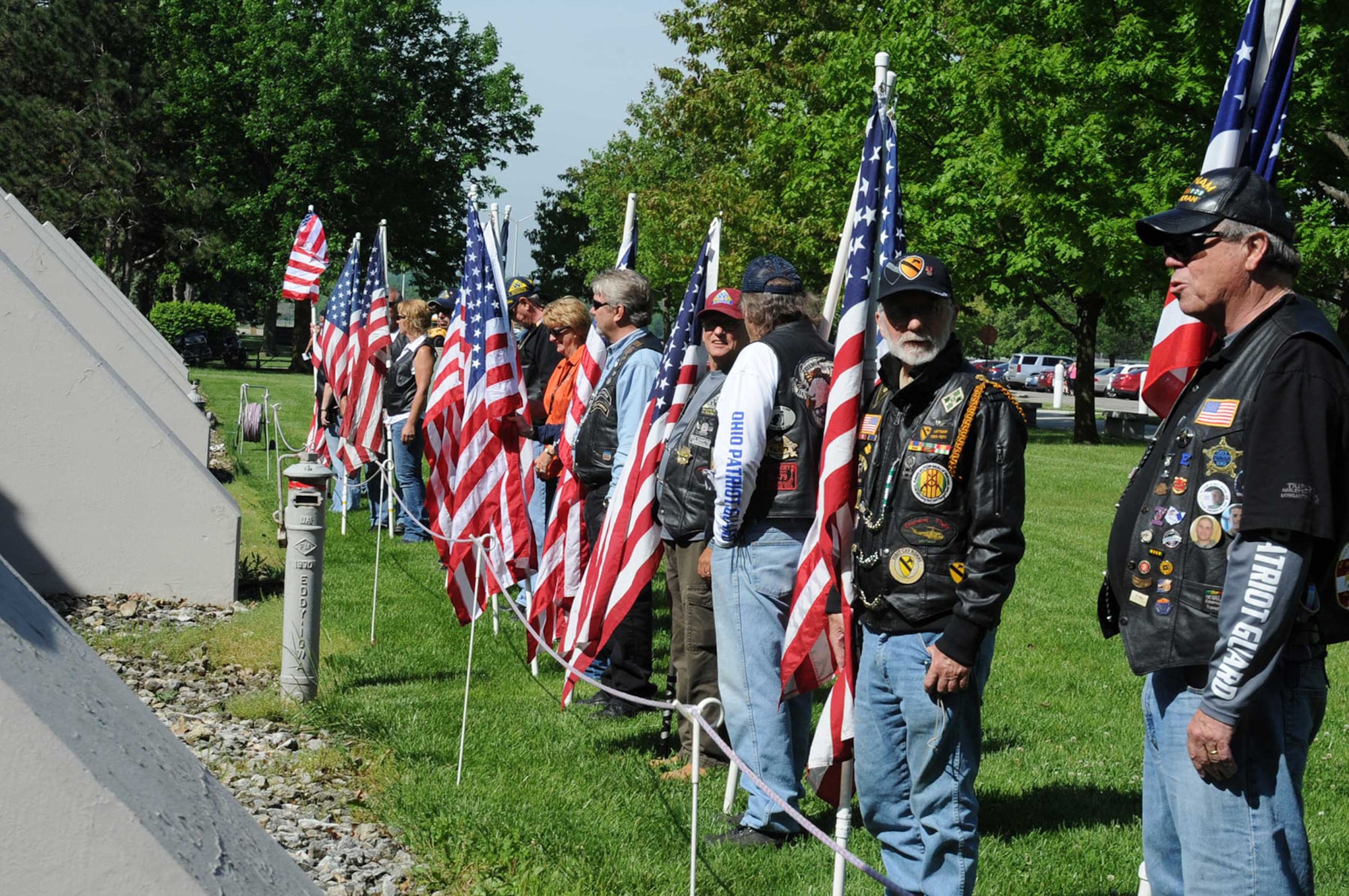 DAYTON, Ohio (05/2014) -- Members of the Ohio Patriot Guard Riders showed their respect for the heroes represented on the Legacy Data Plate Wall of Honor and their families at the National Museum of the U.S. Air Force. (Photo courtesy of Air Force Museum Foundation)