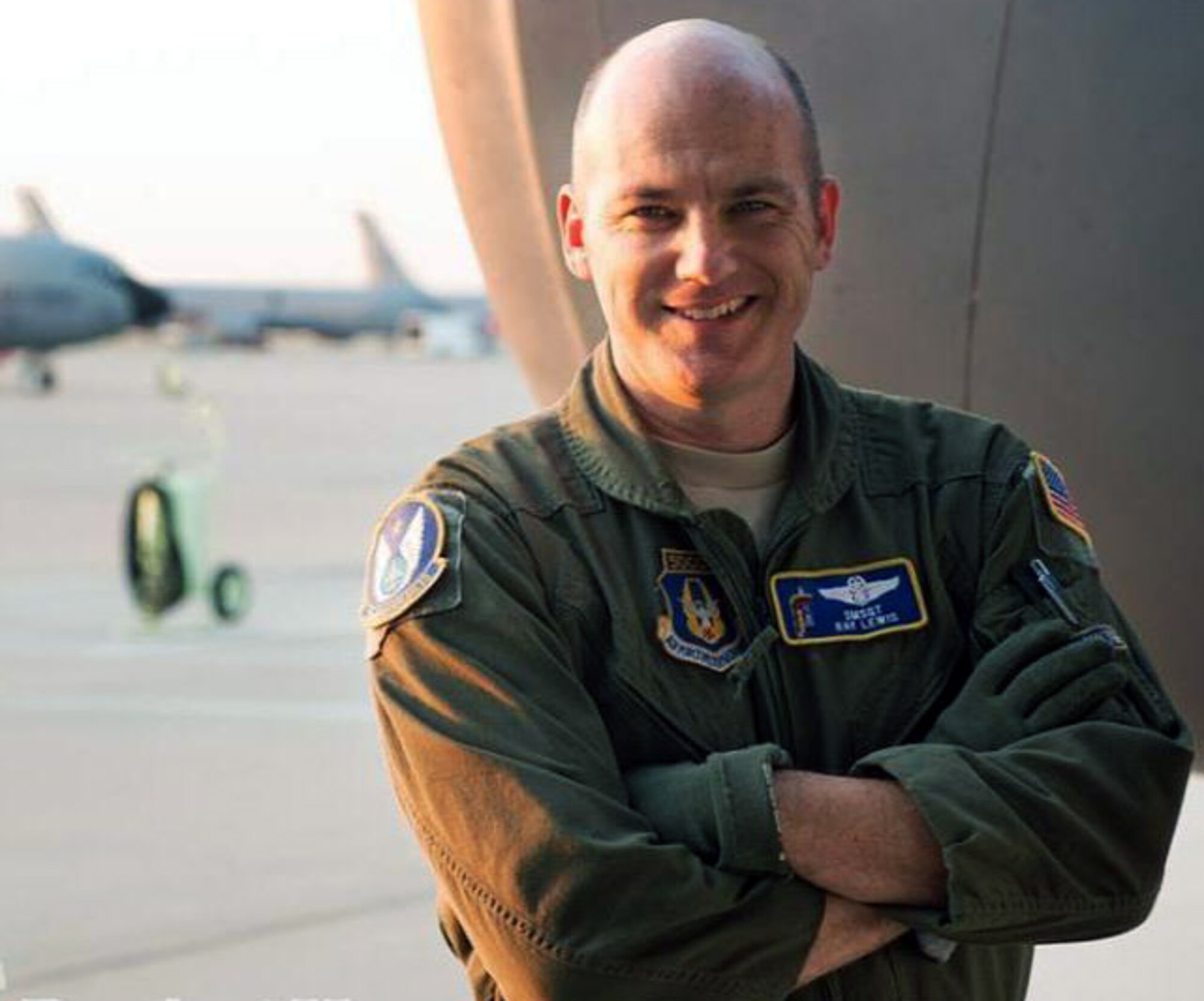 Senior Master Sgt. Ray Lewis, a refueling boom operator assigned to the Air Force Reserve 18th Air Refueling Squadron, 931st Air Refueling Group, McConnell Air Force Base, Kan., has been serving in the Air Force for more than 24 years and recently passed 6,500 total flight hours and 1,500 missions flown.  (Photo by Jonathan Pece)