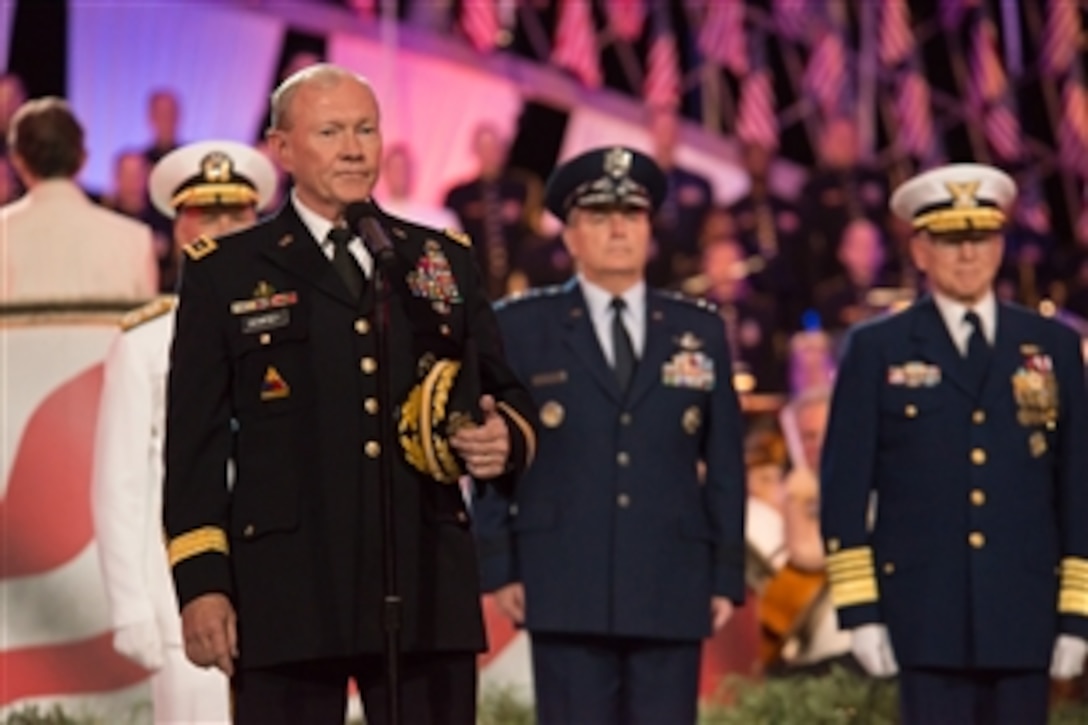 Army Gen. Martin E. Dempsey, chairman of the Joint Chiefs of Staff, speaks at the National Memorial Day Concert at the U.S. Capitol in Washington, D.C., May 25, 2014. The concert included musical performances, documentary footage and dramatic readings to remember the fallen and comfort the grieving.