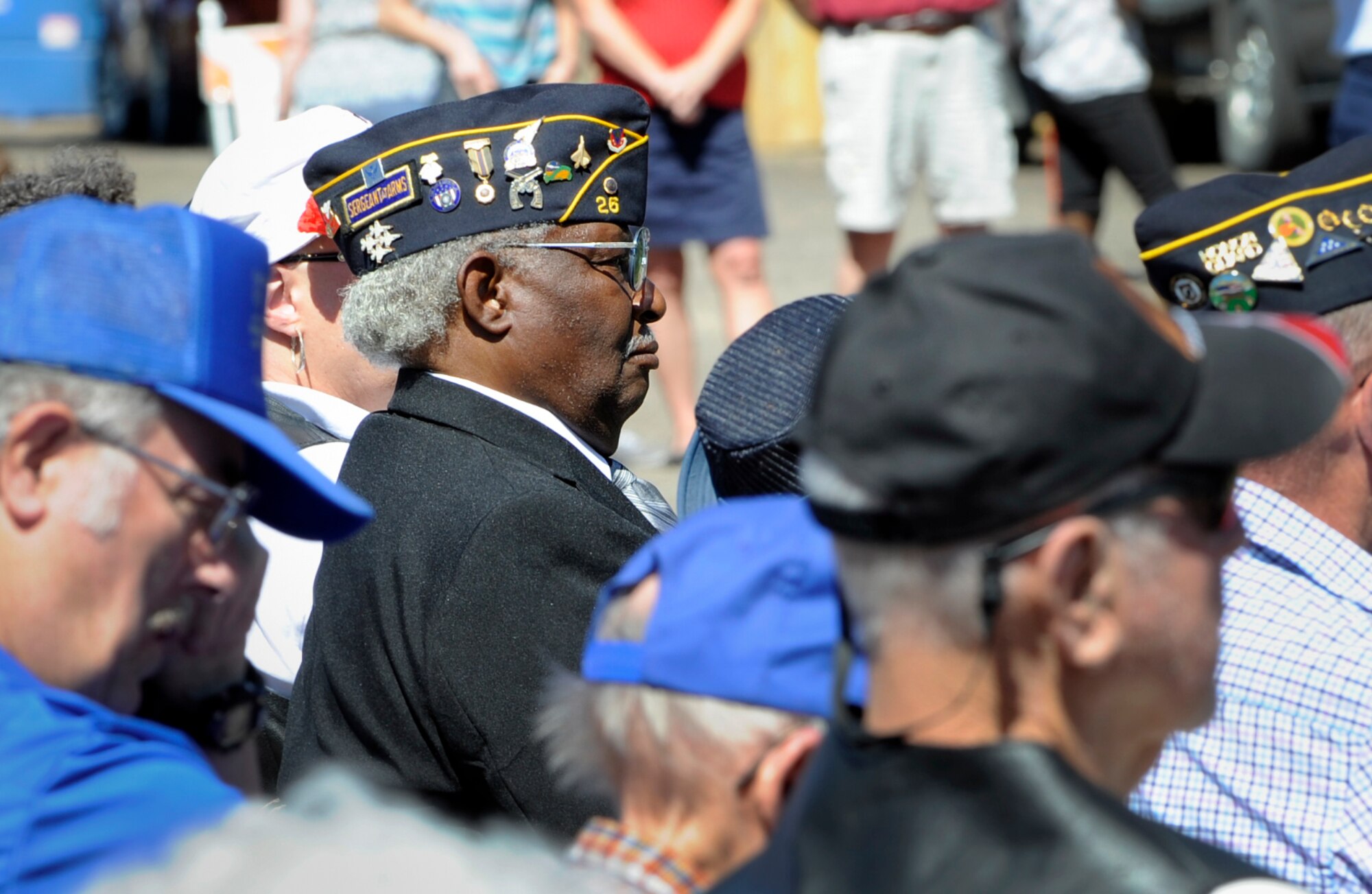 Mountain Home community members and Airmen from Mountain Home Air Force Base attend a celebration honoring Memorial Day, May 26, 2014, at Mountain Home, Idaho. The ceremony was held in respect of the veterans serving in the United States military. (U.S. Air Force photo by Senior Airman Caitlin Guinazu/RELEASED)  
