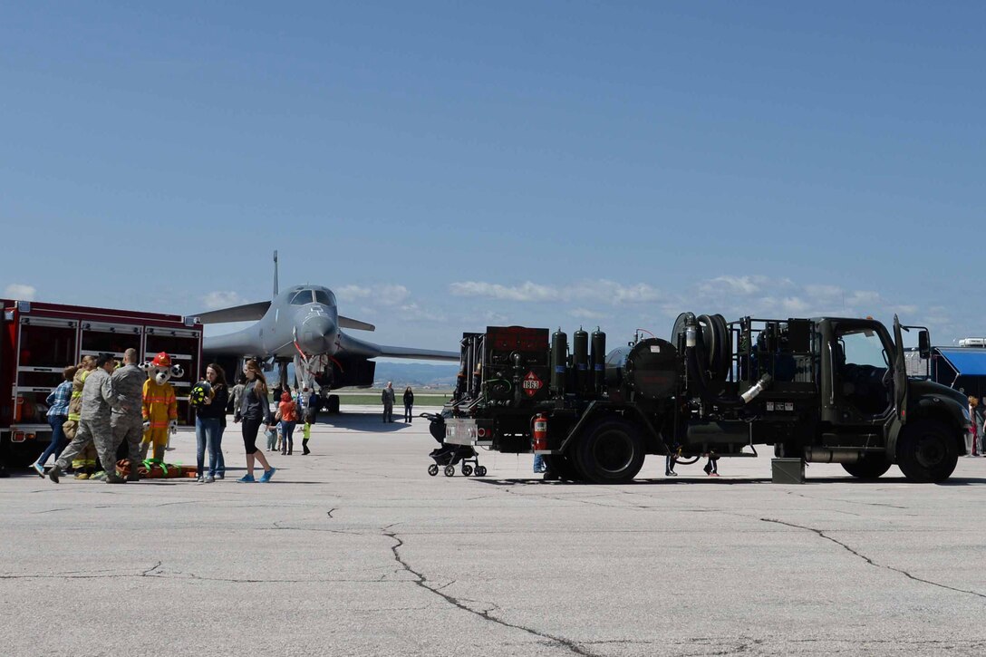 Airmen and families gather for Spouse Appreciation Day at Ellsworth Air Force Base, S.D. May 9, 2014. The base hosted events throughout the day to thank Ellsworth spouses for their hard work, commitment and dedication to their Airmen and Ellsworth’s mission. (U.S. Air Force photo by Airman 1st Class Rebecca Imwalle/ Released)