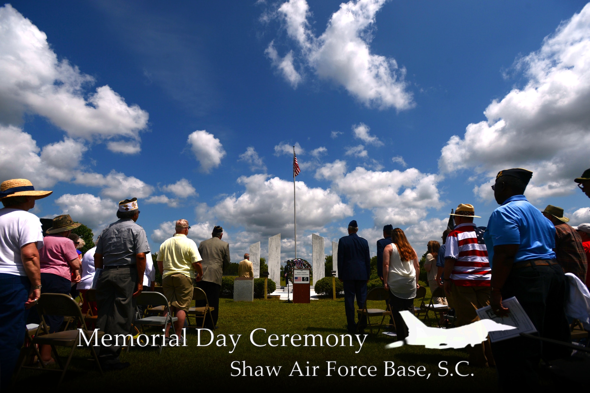 A Memorial Day ceremony was held at Buford Mabry Park Sumter S.C., May 26, 2014. More than 150 people to include Team Shaw members and their families, attended the ceremony to remember those who have given their lives serving in the armed forces. (U.S. Air Force photo illustration by Airman 1st Class Jensen Stidham/released)