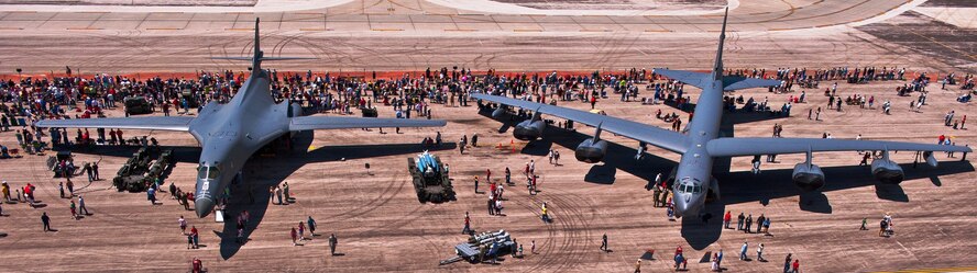 Guests will have the opportunity to tour several static display aircraft including a B-1B and B-52 during Ellsworth's Black Hills Community Appreciation Day Aug. 16, 2014 at Ellsworth Air Force Base, S.D. The event is designed to thank the community for their continued support of the base and provide them with a better understanding of the mission being accomplished at Ellsworth. (U.S. Air Force photo by Tech. Sgt. Nathan Gallahan/Released)