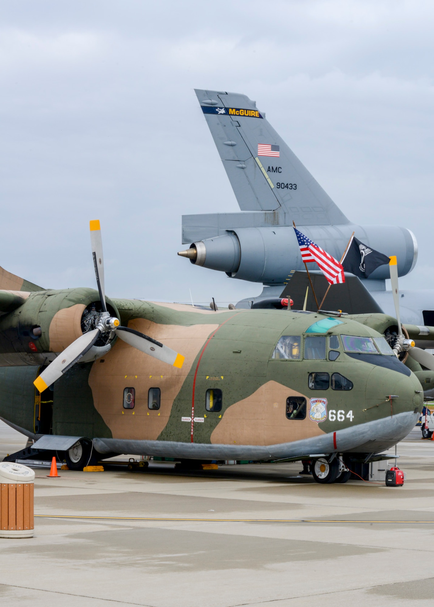 The C-123 “Thunder Pig” cargo aircraft sits on the ramp here, May 17. The Air Heritage Museum of Chippewa, Pennsylvania, brought the restored C-123, the last C-123 still able to fly, to the 2014 Thunder Over the Valley Air Show here, May 17-18. U.S. Air Force photo/Tech. Sgt. Jim Brock.