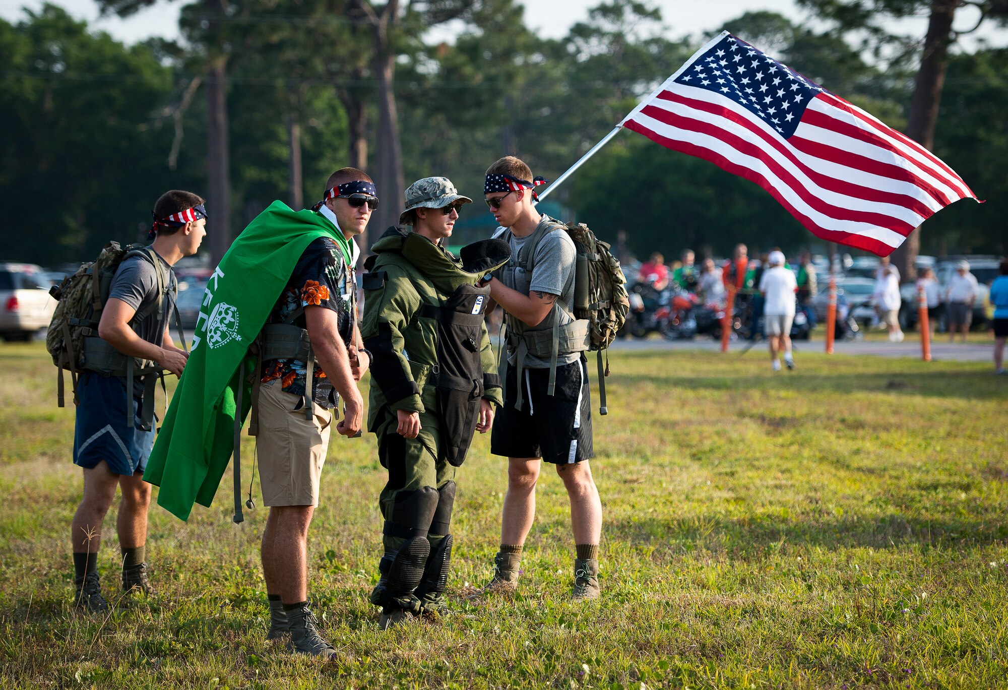 Runners ‘gear up’ prior to the 29th annual Gate-to-Gate Run May 24 at Eglin Air Force Base, Fla. More than 1,200 people participated in the 4.4-mile race. Many of the runners paid their respects by dropping off flowers in front of the All Veterans Memorial as they raced by. (U.S. Air Force photo/Samuel King Jr.)