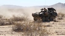 A Light Armored Vehicle-Command & Control is prepared to go on a convoy during Exercise Desert Scimitar aboard Marine Corps Air Ground Combat Center Twentynine Palms, Calif., May 14, 2014. The LAV-C2 has a raised roof to accommodate several radios. It is armed with a mounted M240E1/G machine gun, and carries 1,000 rounds of 7.62 mm ammunition. It is generally referred to as the "C-square" or "C-two".