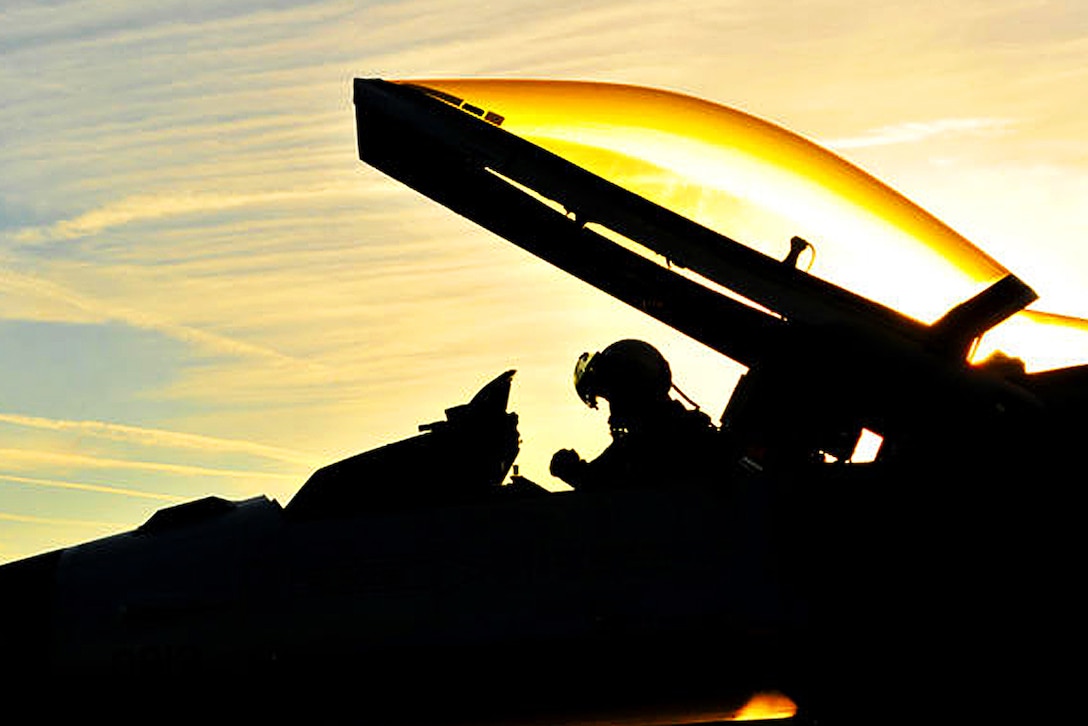 A U.S. Air Force pilot performs a preflight check on an F-16 Fighting Falcon aircraft on Spangdahlem Air Base, Germany, Aug. 23, 2012, before leaving for Nordic Air Meet 2012 in Finland. The pilot is assigned to the 480th Fighter Squadron, which left for the multinational training exercise to share and exchange new combat tactics with allied countries.  
