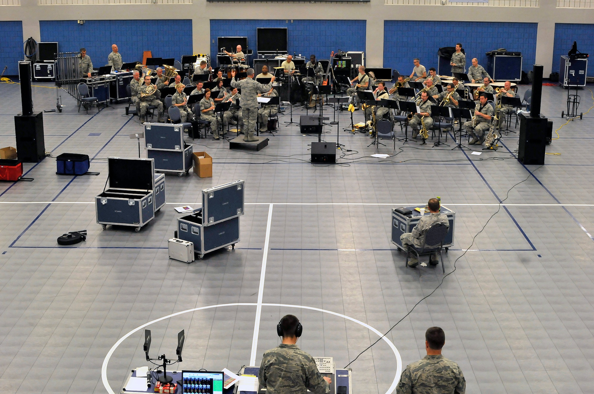 MCGHEE TYSON AIR NATIONAL GUARD BASE, Tenn. - The Air National Guard's foremost 572nd Air Force Band, or "Band of the South" - its 41 musicians - perform their final practice session at the I.G. Brown Training and Education Center's Wilson Hall here May 28, before they kick off a fresh and tuneful, summer 2014 tour. The Band of the South will appear for nearly a dozen, toe-tapping concerts June 28 through July 4, including Virginia Beach, Va., Charleston Harbor, S.C., and Panama City Beach, Fla. (U.S. Air National Guard photo by Master Sgt. Mike R. Smith/Released)