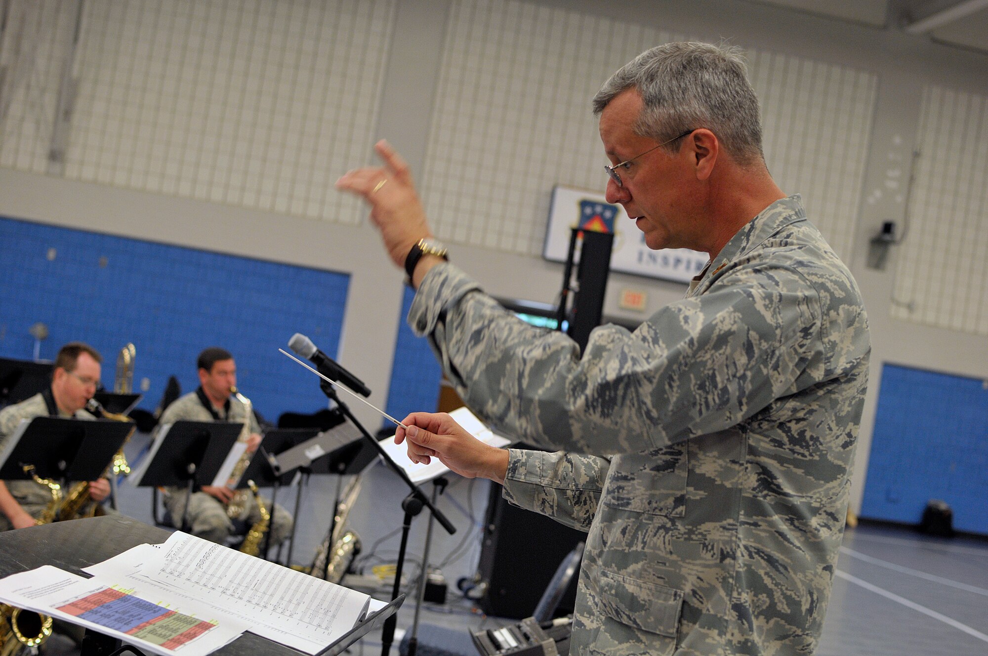 MCGHEE TYSON AIR NATIONAL GUARD BASE, Tenn. - The Air National Guard's foremost 572nd Air Force Band, or "Band of the South" - its 41 musicians - perform their final practice session at the I.G. Brown Training and Education Center's Wilson Hall here May 28, before they kick off a fresh and tuneful, summer 2014 tour. The Band of the South will appear for nearly a dozen, toe-tapping concerts June 28 through July 4, including Virginia Beach, Va., Charleston Harbor, S.C., and Panama City Beach, Fla. (U.S. Air National Guard photo by Master Sgt. Mike R. Smith/Released)