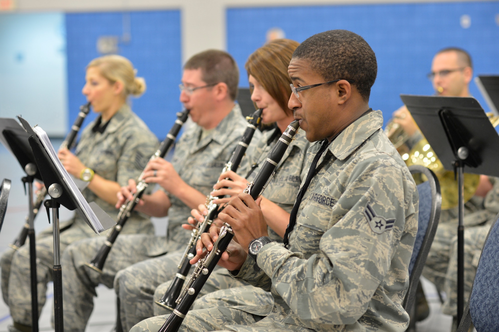 MCGHEE TYSON AIR NATIONAL GUARD BASE, Tenn. - The Air National Guard's foremost 572nd Air Force Band, or "Band of the South" - its 41 musicians - perform their final practice session at the I.G. Brown Training and Education Center's Wilson Hall here May 28, before they kick off a fresh and tuneful, summer 2014 tour. The Band of the South will appear for nearly a dozen, toe-tapping concerts June 28 through July 4, including Virginia Beach, Va., Charleston Harbor, S.C., and Panama City Beach, Fla.  (U.S. Air National Guard photo by Master Sgt. Kurt Skoglund/Released)