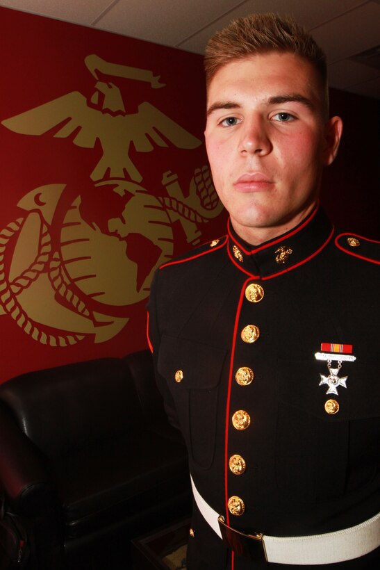 Private First Class Tony R. Fantoli, a 19-year-old Windham, Connecticut, native, poses for a photo inside the Putnam Recruiting Office May 22, 2014. Fantoli graduated boot camp March 19, and is currently working on recruiters’ assistance awaiting the start of his military occupational school. (Official Marine Corps Photo by Sgt. Richard Blumenstein)