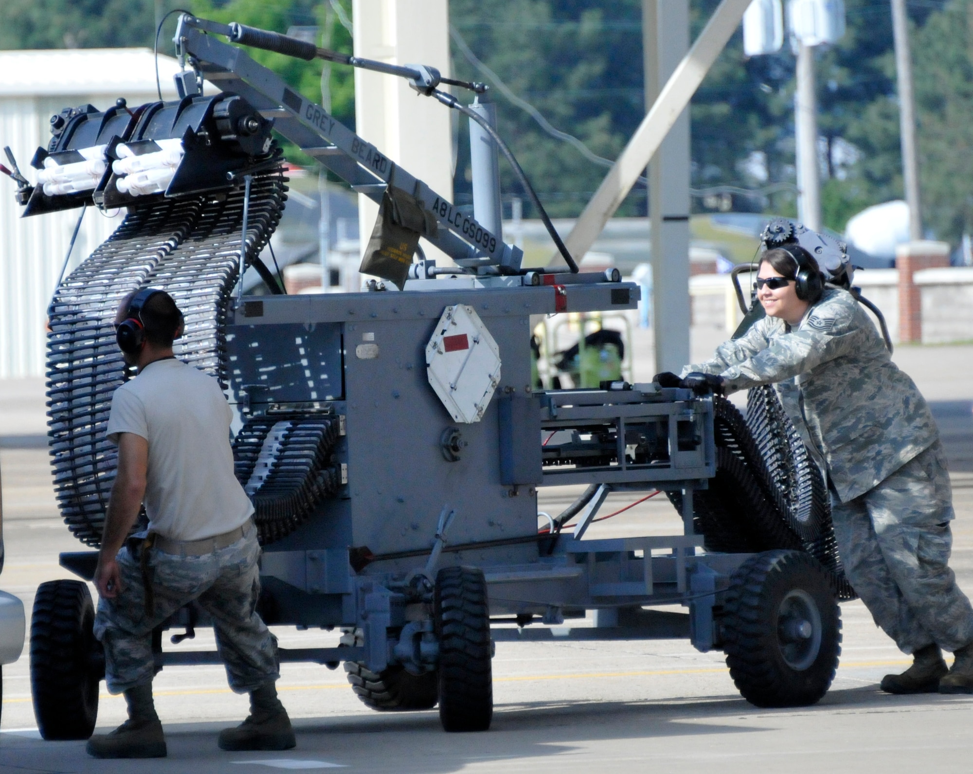 Airmen from the 188th Aircraft Maintenance Squadron’s Weapons Element conduct the last 30mm Gatling gun download on an A-10C Thunderbolt II “Warthog” aircraft at Ebbing Air National Guard Base, Fort Smith, Arkansas, May 19, 2014. The unit is currently converting from a fighter mission to a remotely piloted aircraft, intelligence, reconnaissance, surveillance and reconnaissance mission. The last two aircraft will leave during the June 7, 2014. (U.S. Air National Guard photo by Tech. Sgt. Josh Lewis/released) 