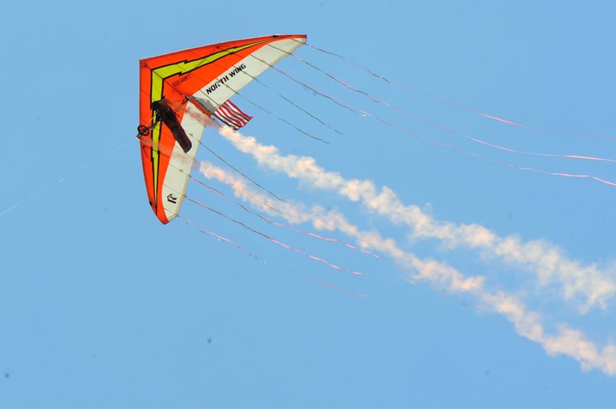Dan Buchanan performs during SkyFest 2014 at Fairchild Air Force Base, Wash., May 31, 2014. Buchanan suffered a spinal injury, losing his ability to walk in 1981, but has continued to enjoy his thrill of flying off mountain tops and performing at air shows across the world. SkyFest is Fairchild’s air show and open house, giving the local and regional community the opportunity to view Airmen and our resources. The event typically draws more than 150,000 people. SkyFest 2008, headlined by the Blue Angels, was the largest event held in Spokane since the 1974 World’s Fair. (U.S. Air Force photo by Staff Sgt. Veronica Montes/Released)