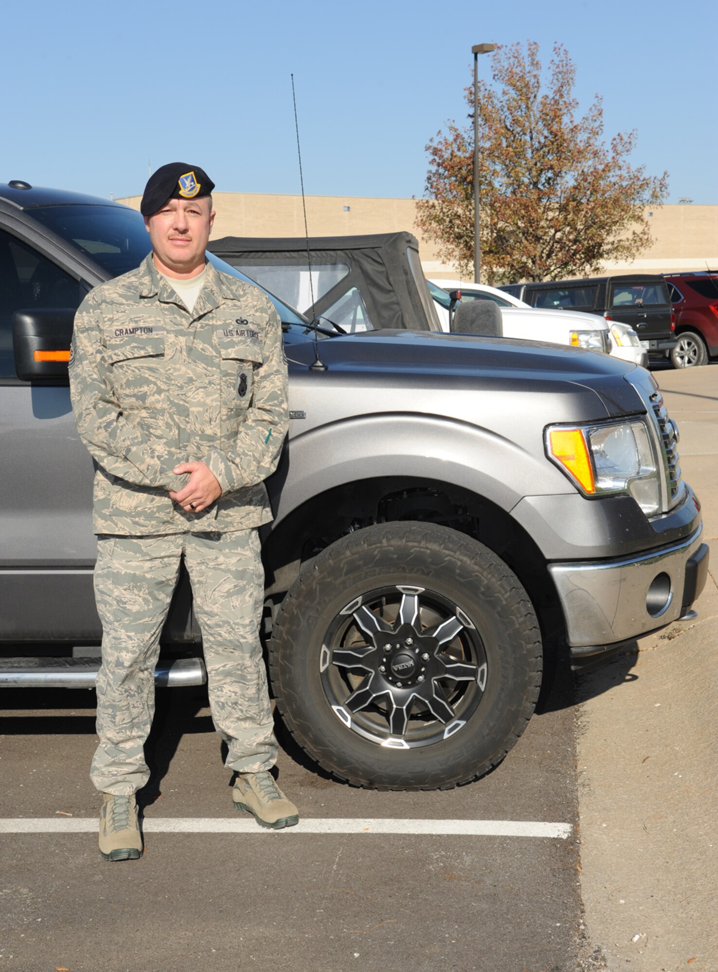 Tech. Sgt. Edwin Crampton, a 442d Security Forces Specialist, also helped at the scene of the Nov. 2 car accident on Highway 50, providing aid and comfort while emergency services were on the way. Crampton is also a police officer in Sedalia, Mo., in his civilian life.  (U.S. Air Force photo by Capt. Denise Haeussler)