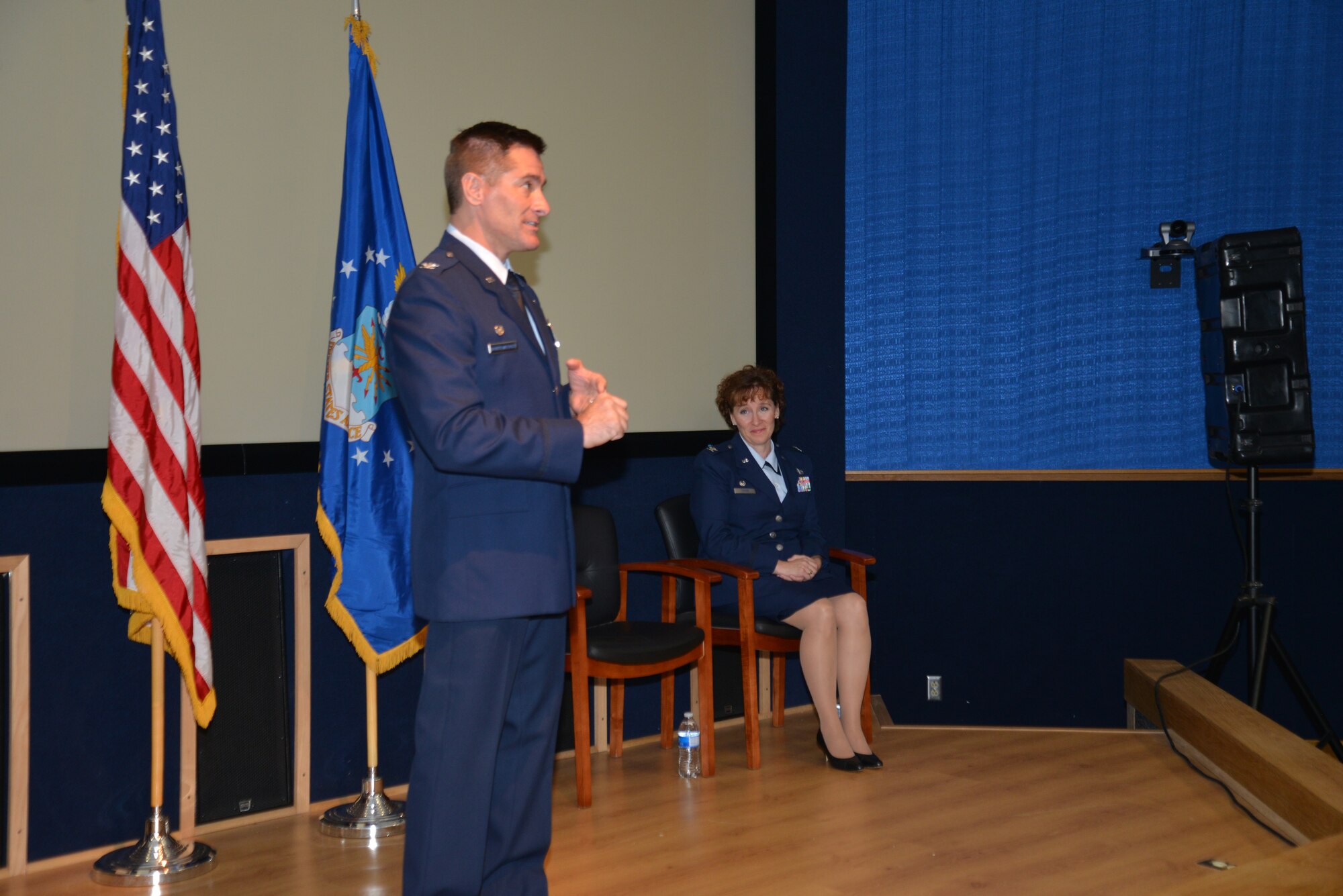 Col. William W. Whittenberger, Jr., 433rd Airlift Wing Commander presided over the ceremony. Craig succeeds Col. Craig Petersen. A native of Gig Harbor, Washington, Craig comes to the 433rd Mission Support Group from the 932nd Force Support Group, Scott Air Force Base, Illinois, where she served as commander. Whittenberger, starting out by outlining Craig’s prolific career, and after he had reviewed many resumes before selecting her for the job, Whittenberger said. “Through competence comes confidence, and I picked the most absolute competent person out there, so I’m confident that she will take care of all you.”