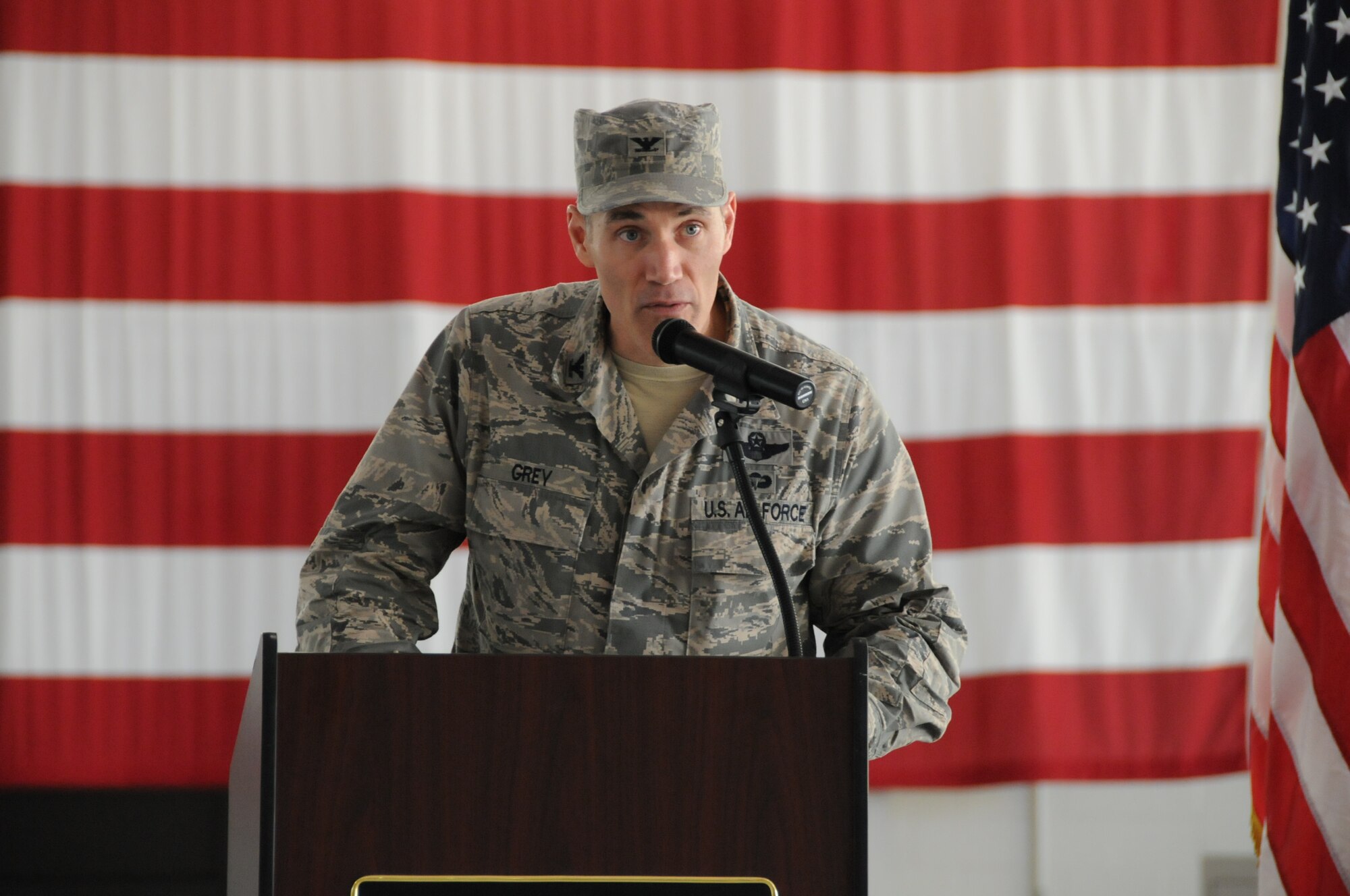 The 192nd Fighter Wing held a joint change of command ceremony for the 192nd FW Maintenance Squadron and the 192nd FW Operations Group, here on October 19, 2014. Lt. Col. Thomas P. McAtee assumed command of the 192nd Operations Group from Col. William J. Butz.  Butz was recently appointed as the Air Operations director at Joint Force Headquarters, Virginia Air National Guard.  Lt. Col. Frank J. Lobash assumed command of the 192nd Maintenance Squadron from McAtee. (U.S. Air National Guard photo by Master Sgt. Carlos J. Claudio/Released)