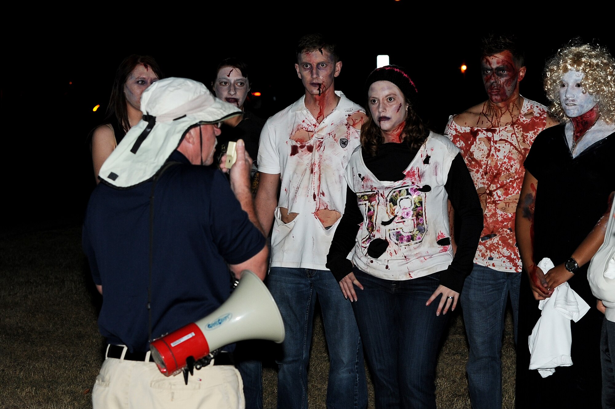 GOODFELLOW AIR FORCE BASE, Texas – Goodfellow members prepare for the 17th Force Support Squadron’s 3rd annual Zombie Run outside the Event Center Oct. 31. Runners had to navigate through the course without losing their flags to the zombies posted at different parts of the route. The fastest male and female runners with the most flags by the end of the race received awards. (U.S. Air Force photo/ Airman 1st Class Devin Boyer)
