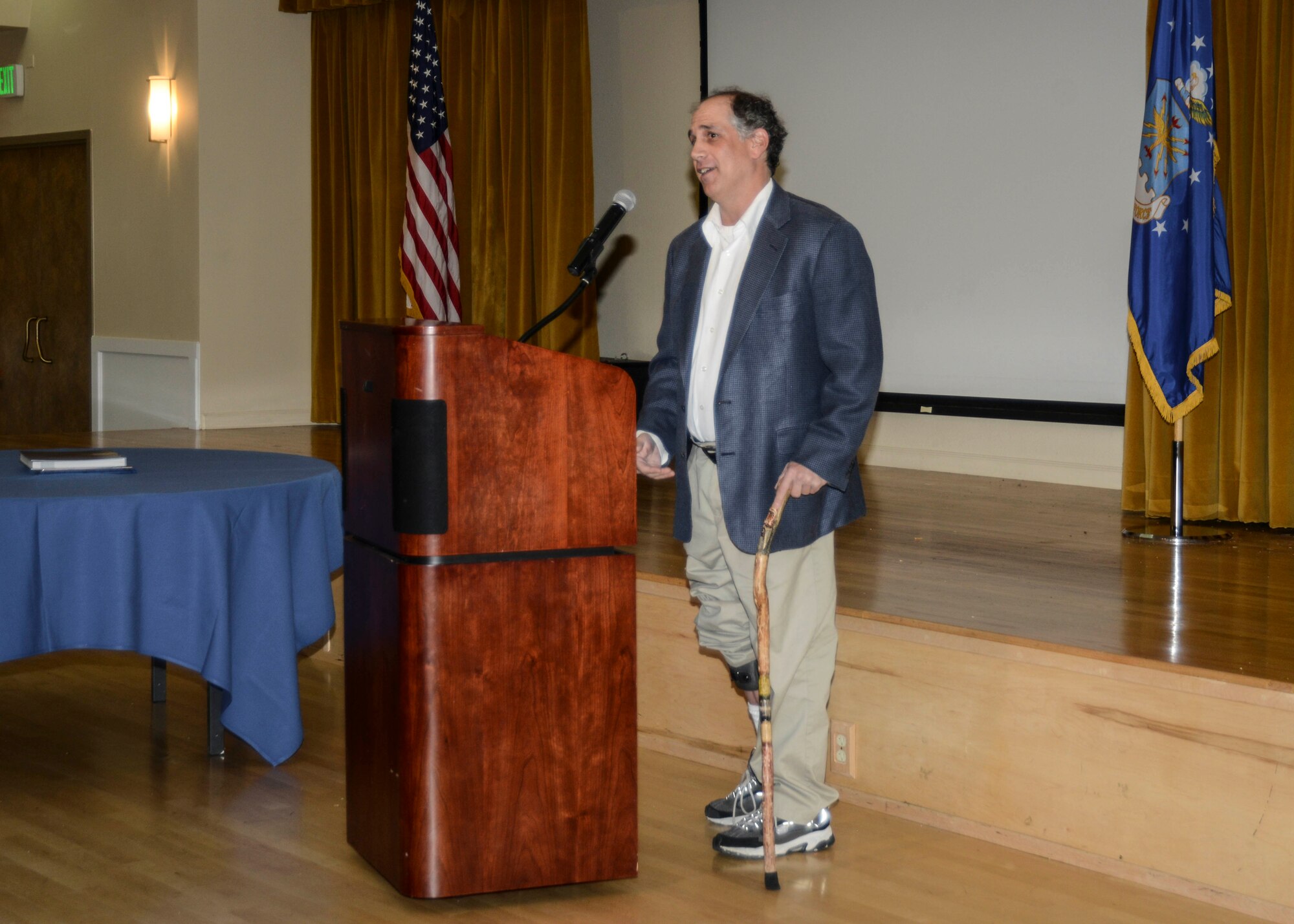 Eric Lipp, founder and executive director of the Open Doors Organization, shared his story at the Edwards AFB Disability Rights Employment Awareness Luncheon at Club Muroc Oct. 28. (U.S. Air Force photo by Rebecca Amber) 