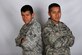 U.S. Air Force Senior Airman Juan Antonio, 633rd Force Support Squadron services apprentice, left, is stationed with his brother, Airman 1st Class Antonio Antonio, 439th Supply Chain Operations Squadron A-10 Thunderbolt II mission capable technician, at Langley Air Force Base, Va. Both brothers made senior airman below-the-zone. (U.S. Air Force photo by Staff Sgt. Natasha Stannard/Released) (This photo was cropped and levels were changed)