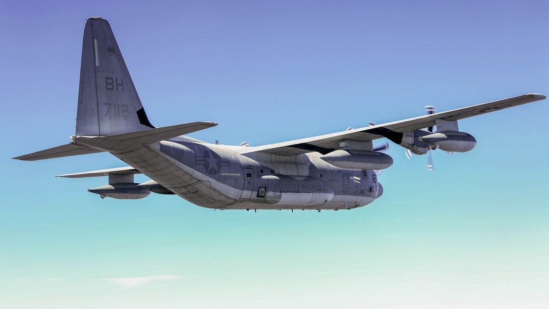 Marines with Marine Air Refueler Transport Squadron 252 pilot a KC-130J Super Hercules during a Tactical Navigation training flight at Hunter Army Airfield, Ga., Oct. 23, 2014. The training allows pilots to hone skills through disparate terrain to avoid ground threats.