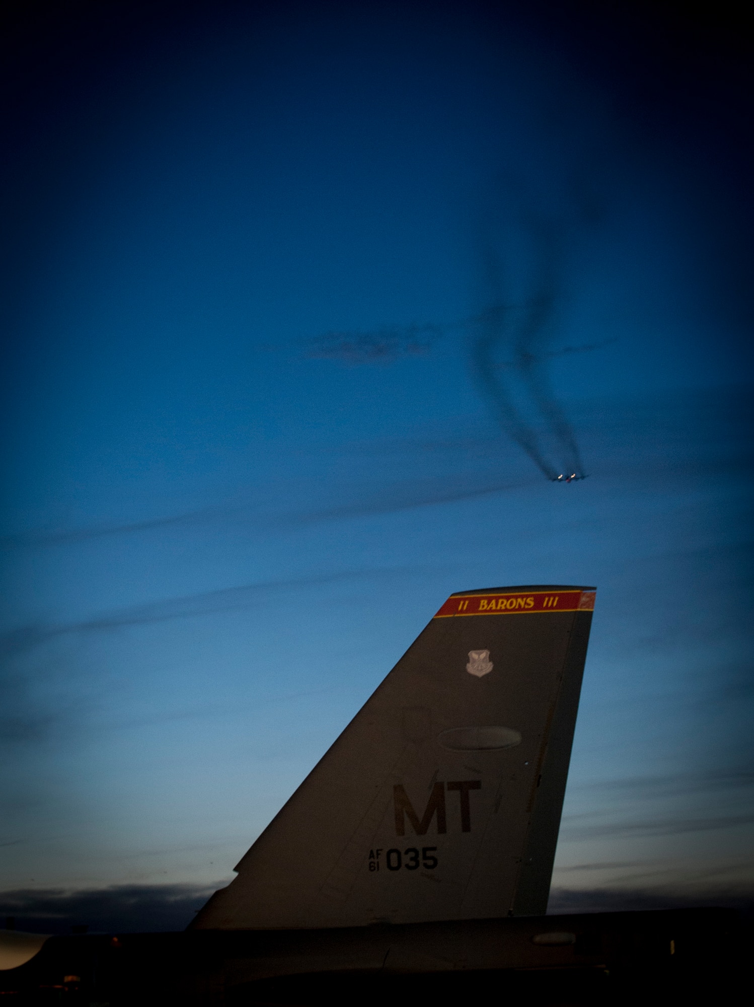 A B-52H Stratofortress takes off from Minot Air Force Base, N.D., Oct. 26, 2014, during Global Thunder 15. During the exercise, a series of B-52s took off in rapid succession to test the response capabilities of the base. Global Thunder is a U.S. Strategic Command annual field training and battle staff exercise designed to exercise all mission areas with primary emphasis on nuclear command, control and communications. This field training and battle staff exercise provides training opportunities for components, task forces, units, and command posts to deter, and if necessary, defeat a military attack against the United States and to employ forces as directed by the president. (U.S. Air Force photo by Airman First Class Sahara L. Fales)