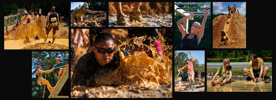 Active duty and reserve service members came out to get dirty in either the morning or afternoon 5K challenges. The participants could run, crawl, climb, slide, and scale their way through this adventure race.  (U.S. Air Force photo/Tech. Sgt. Jasmin Taylor)