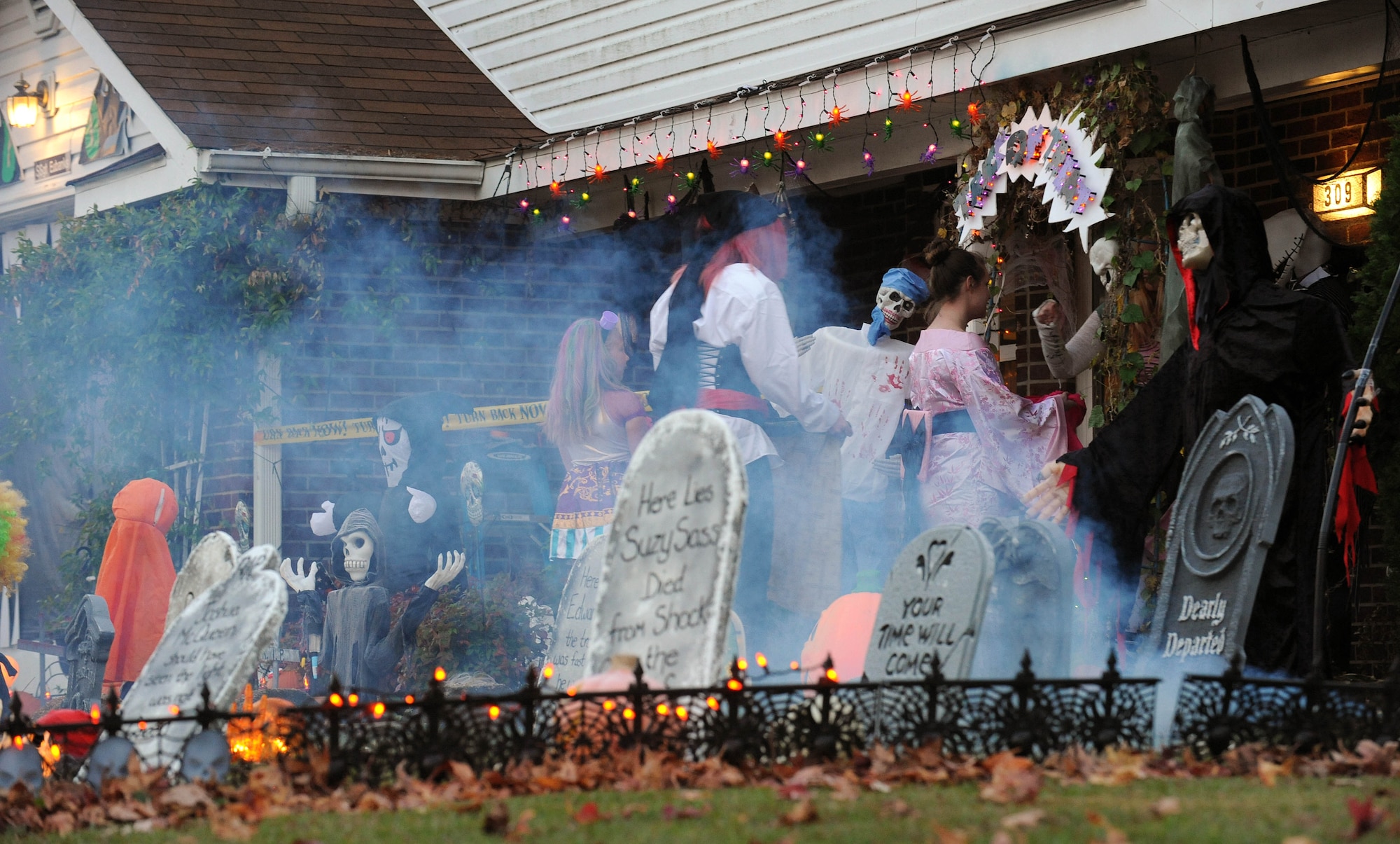 Members of Team Seymour do some trick-or-treating at Seymour Johnson Air Force Base, North Carolina, Oct. 31. (U.S. Air Force photo/Airman 1st Class Aaron Jenne)
