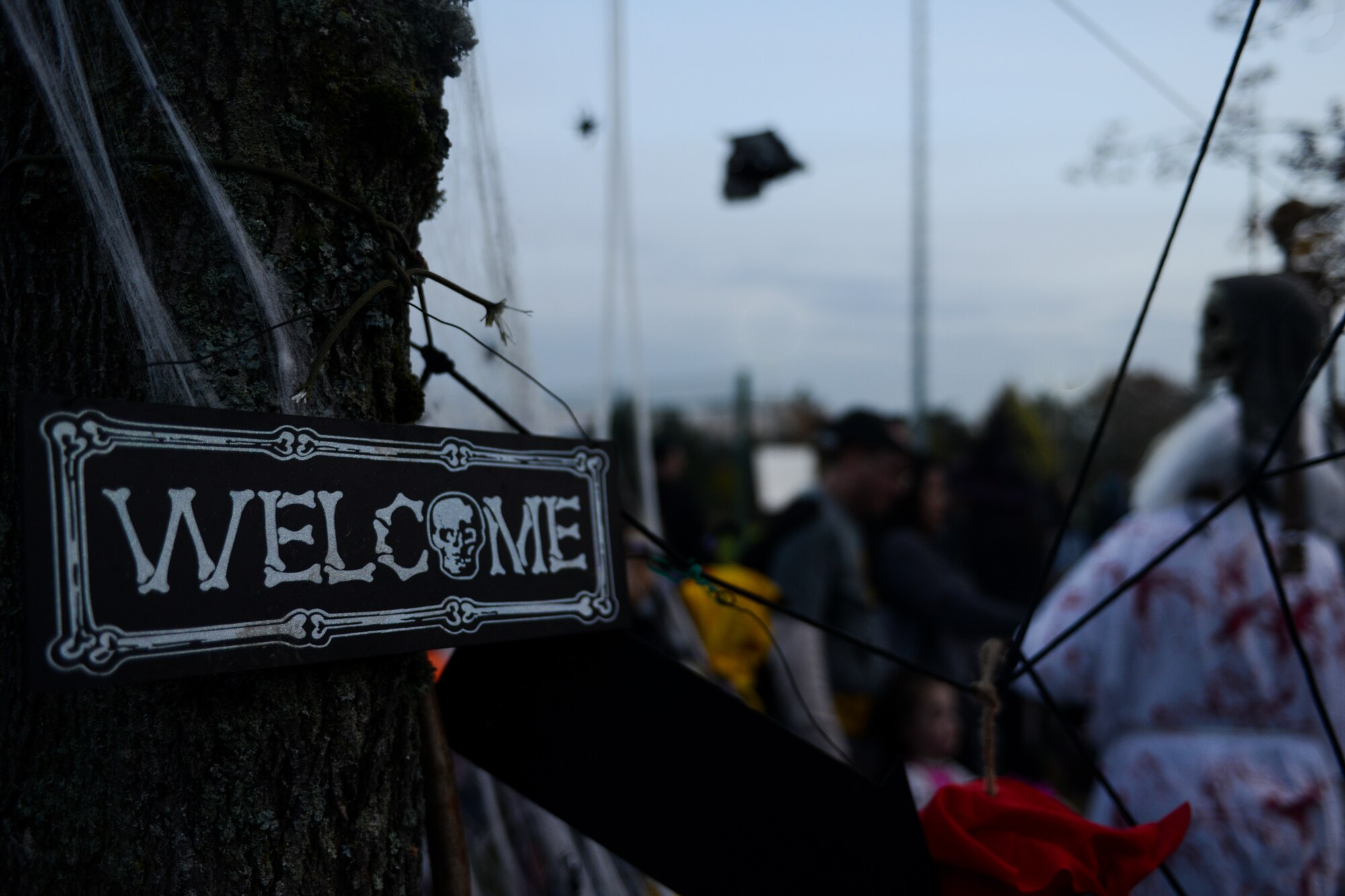 Decorations hang during Trunk or Treat Oct. 31, 2014, at Ramstein Air Base, Germany. Trick-or-treaters of all ages attended this year’s Trunk or Treat, which included food, movies, games, contests and candy. Courtesy photo (U.S. Air Force photo/Senior Airman Jonathan Stefanko)