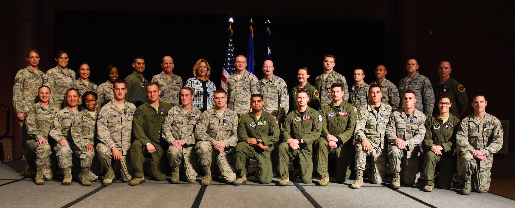 Twenty five Airmen from various careers and representing the active duty, Air National Guard and Air Force Reserve received the first Nuclear Deterrence Service Operations Medals Nov. 5, 2014, in Bossier City, La., during a presentation overseen by Secretary of the Air Force Deborah Lee James. The medal is the first of its kind, specifically designed to recognize the work and dedication of the people who operate, maintain and support the nuclear enterprise. (U.S. Air Force photo/Airman 1st Class Collin Schmidt)