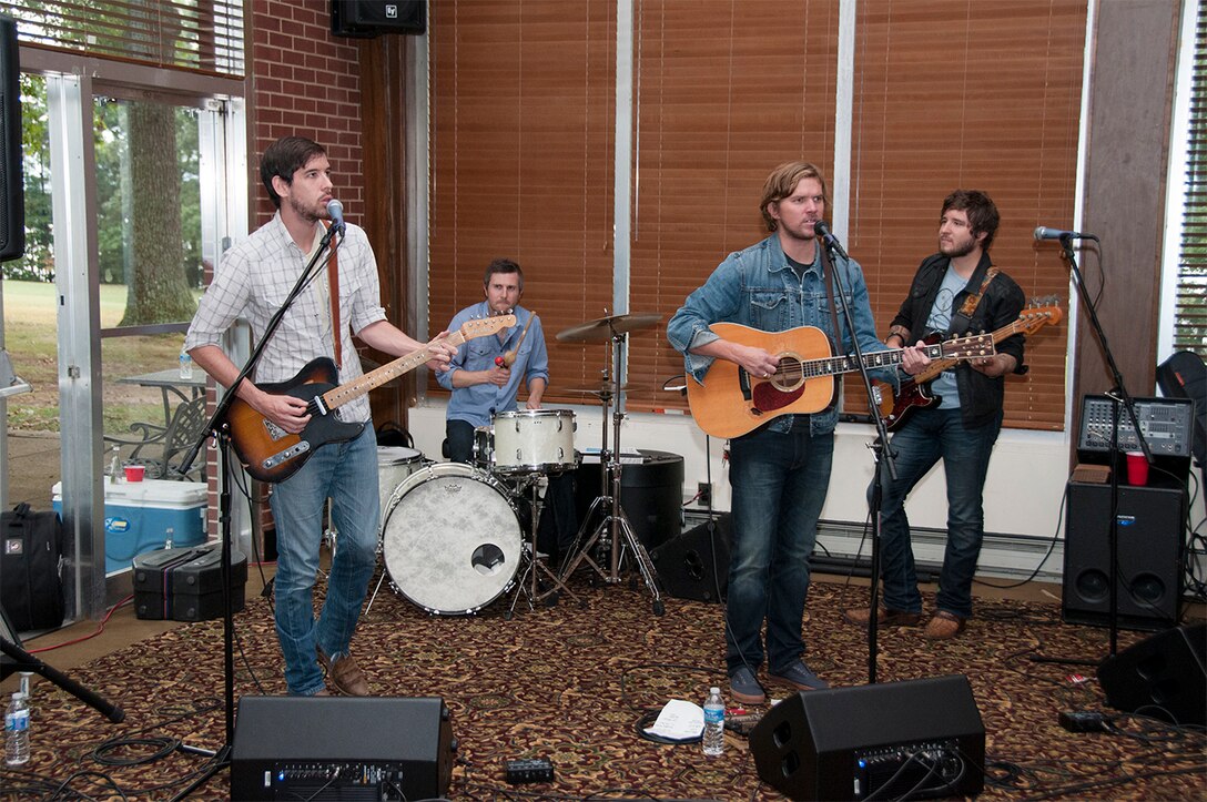 Pictured here, left to right, is Jesse Isley, Zack Brindisi, John Wesley Satterfield and Tommy Perkinson with the group “John Westley Satterfield and his Fine Band.” The band performed for the veterans who attended the AEDC VA Picnic on Oct. 3. (Photo by Rick Goodfriend)