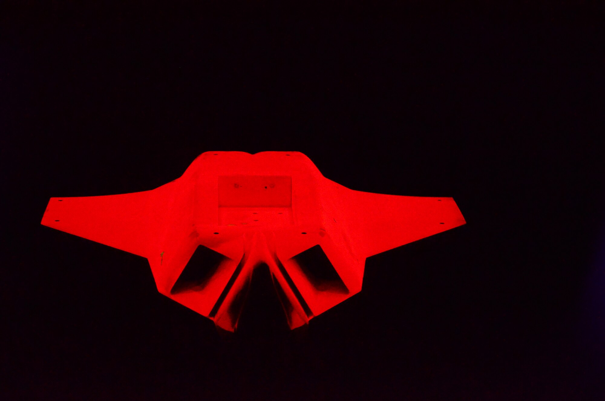 The model glows bright red as a result of the fluorescent light emitted by the PSP.