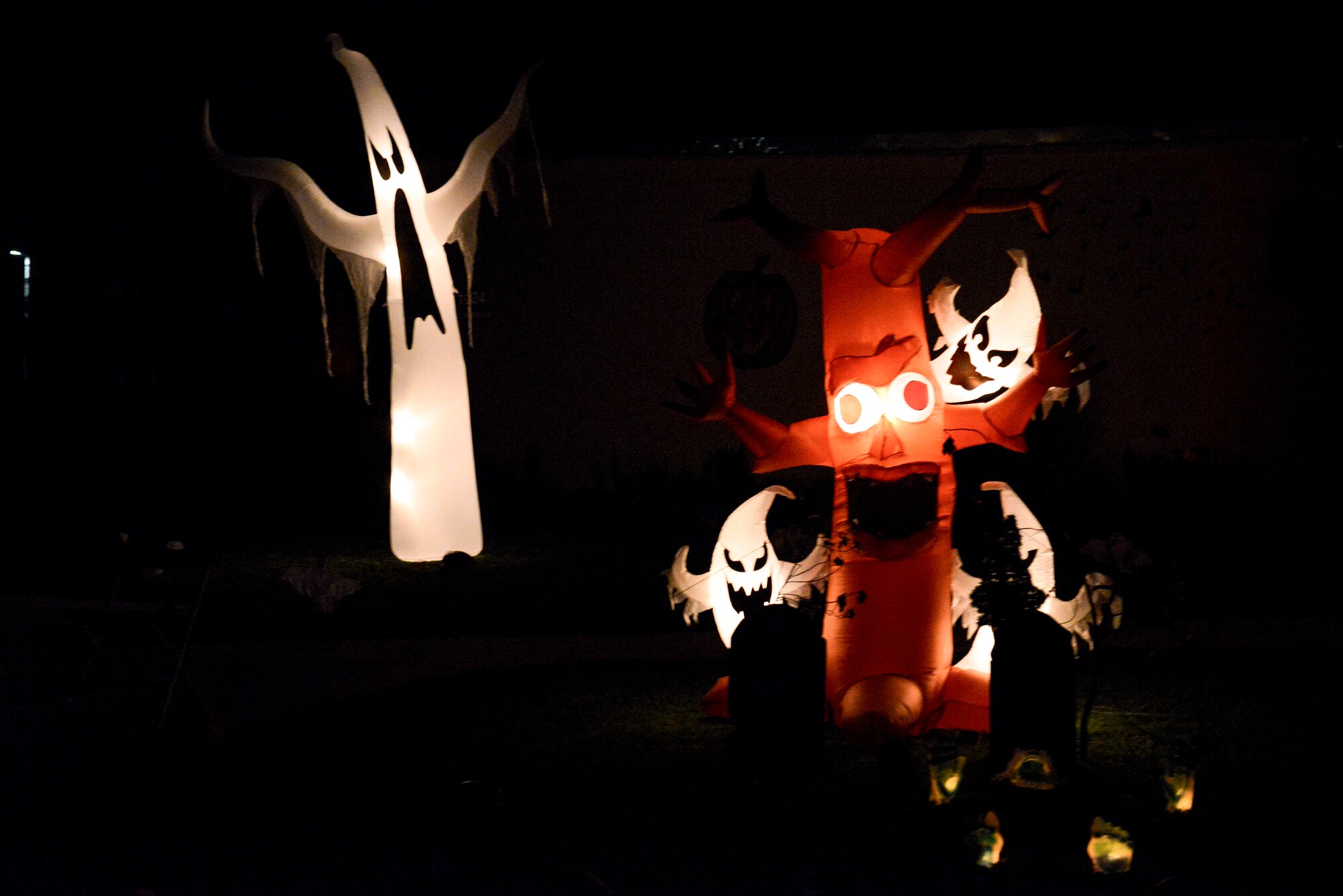 Halloween decorations outside a house on Rota Drive on Andersen Air Force Base, Guam Oct, 31, 2014. Rota drive was one of the main attractions for children who went trick-or-treating on base for Halloween at Andersen Air Force Base, Guam, Oct. 31. Other Halloween festivities included a haunted house, created by the 36th Civil Engineering Squadron, which attracted more than several hundred people.