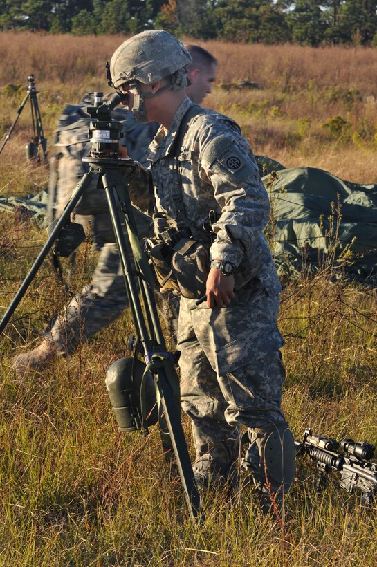 Army St Lt Marvin Perez Uses An M Aiming Circle To Inspect The