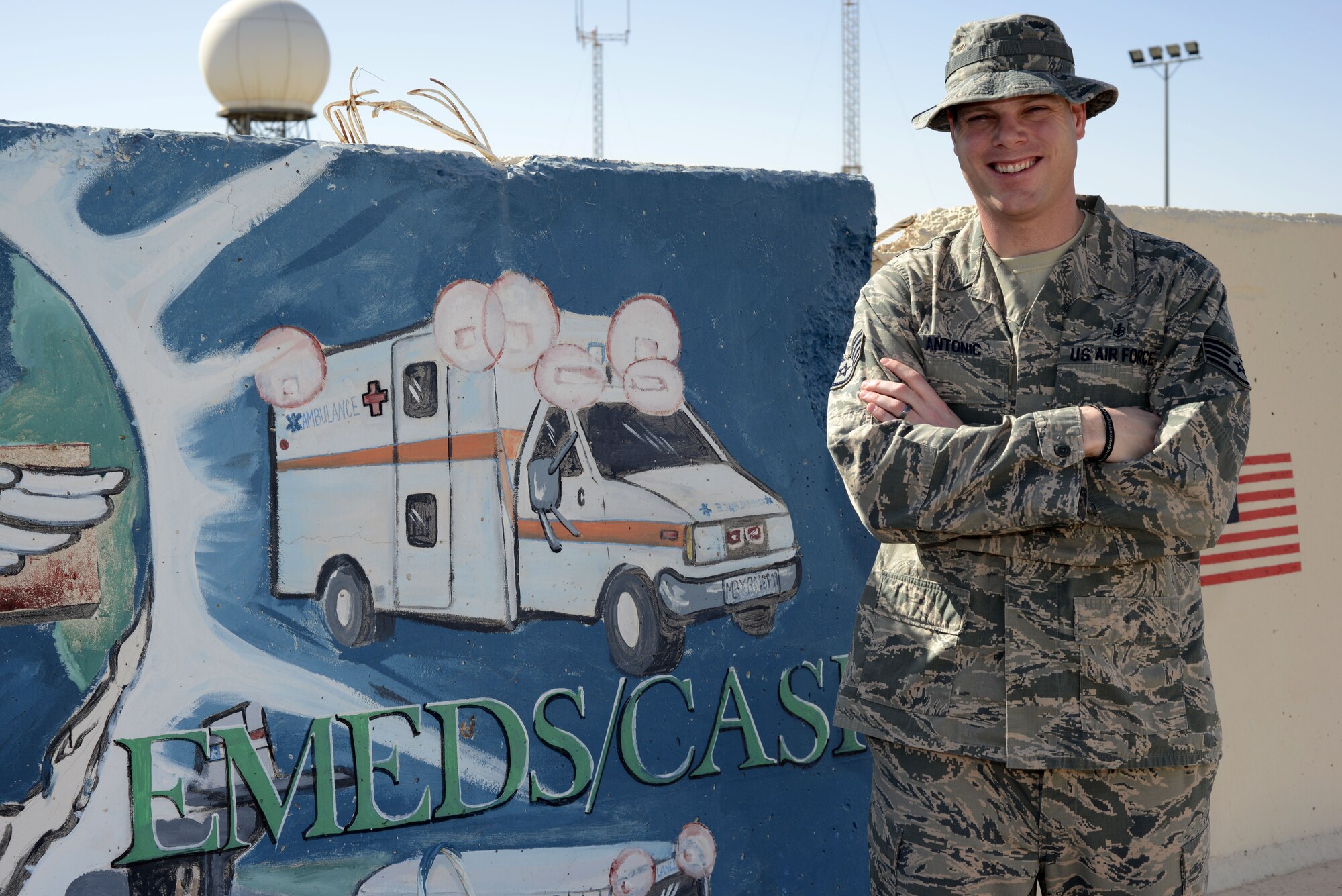 This week's Rock Solid Warrior Staff Sgt. Joseph Antonic. He is the NCO in charge of medical logistics with the 386th Expeditionary Medical Group. The St. Louis native is deployed from the 88th Medical Support Squadron, Wright-Patterson Air Force Base, Ohio.  (U.S. Air Force photo by Tech. Sgt. Jared Marquis)