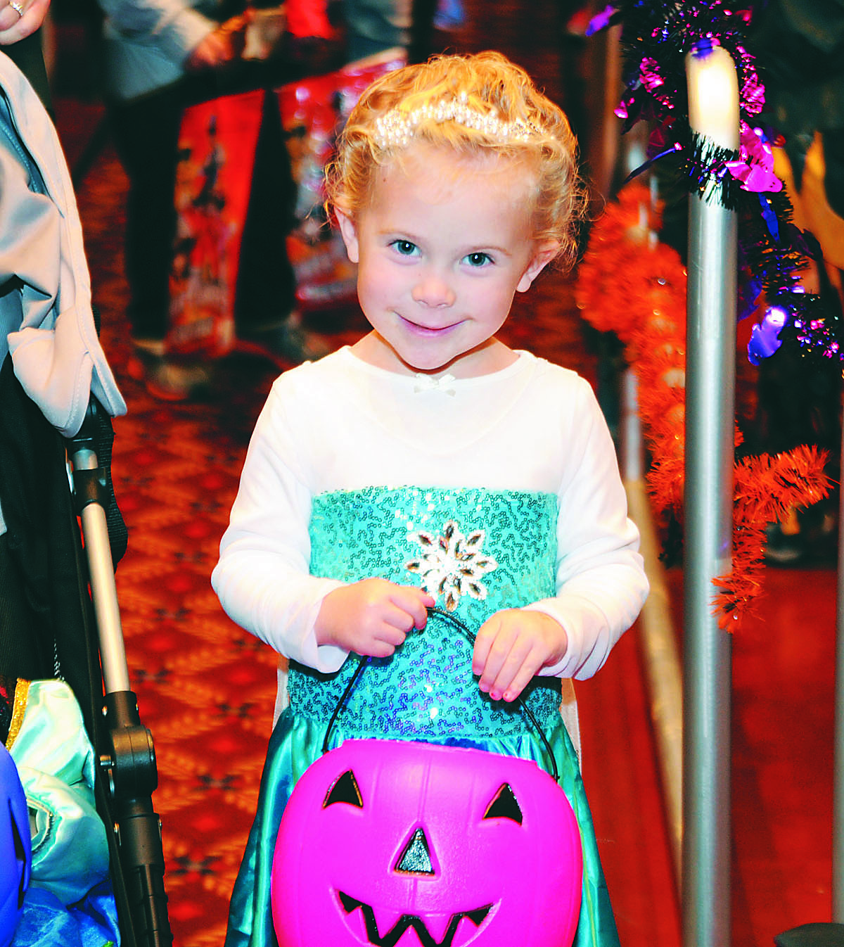 Elsa showed up at Little Hall on Halloween with a smile for everyone and a purple pumpkin to fill with candy. 