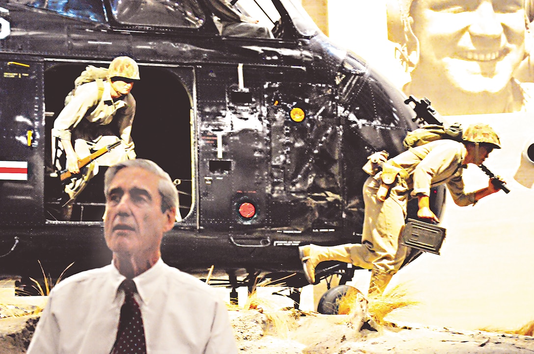 Former FBI Director Robert Mueller speaks at the National Museum of the Marine Corps on Oct. 30 as part of the “An Evening with a Distinguished Speaker” program put on by the Marine Corps Heritage Foundation.