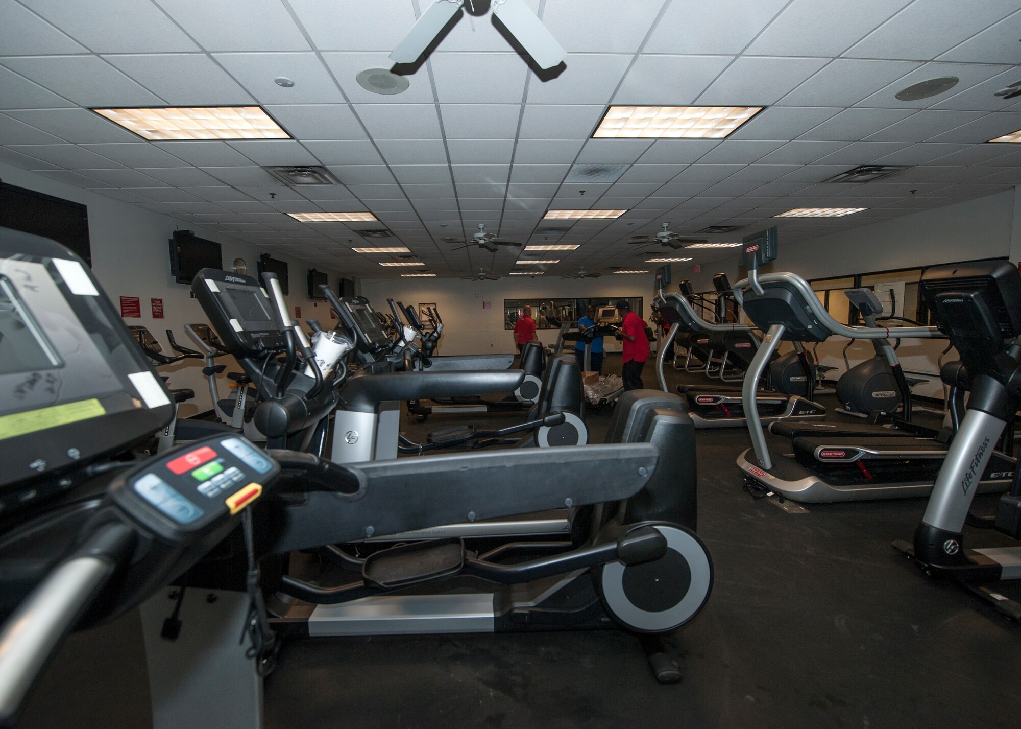 New pieces of cardio equipment sit in the gym Nov. 4, 2014, at Moody Air Force Base, Ga. The new equipment included 12 elliptical machines and 12 treadmills. (U.S. Air Force photo by Senior Airman Jarrod Grammel/Released)
