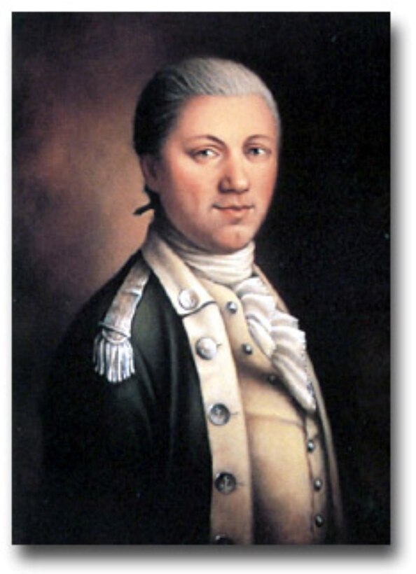 Portrait of Maj. Samuel Nicholas that hangs in the Commandant’s house was originally created by Maj. Donna J. Neary, USMCR, in 1989. The likeness was produced with reference to antique miniatures and other sources.