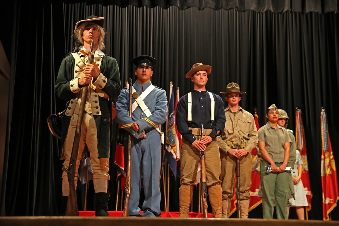 Marine Corps Base Camp Pendleton and I Marine Expeditionary Force hosted a birthday pageant to commemorate the 239th birthday of the Marine Corps at the Base Theater, Nov. 6. The event featured a historical uniform exhibition, a cake cutting ceremony, and a speech from Brig. Gen. Edward Banta, Commanding General, Marine Corps Installations-West.