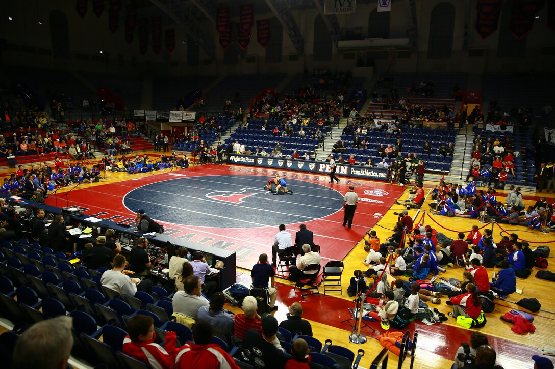 PHILADELPHIA— Wrestlers at the National Wrestling Coaches Association compete before the honorary coaches are announced in Philadelphia, Nov. 1, 2014.The Division I National Duals is held annually with the best wrestlers from all over the country. 