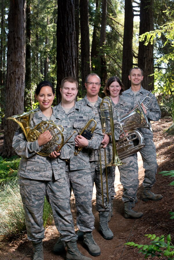 Members of Golden West Brass - Technical Sgt. Charlene Mayes, Airman First Class Nicholas Ciardelli, Technical Sgt. Scott Ruedger, Staff Sgt. Jill Corbett, Airman First Class Stephen Denison - May 2013