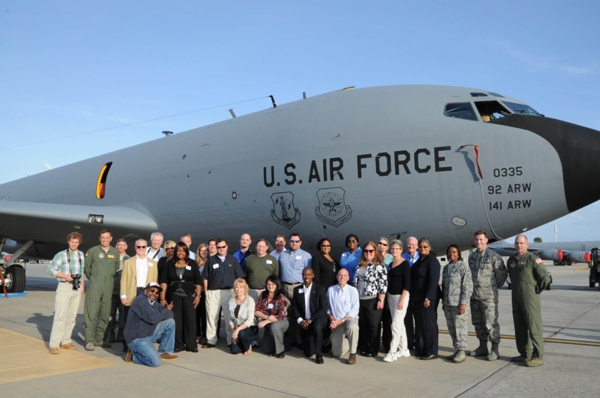 Civic leaders from Charleston, S.C. participate in a base tour hosted by the 6th Air Mobility Wing Nov. 5 2014. The community leaders took flight on a C-17 Globemaster III for a one-day trip to MacDill Air Force Base. (U.S. Air Force photo by Staff Sgt. Adam C. Borgman)